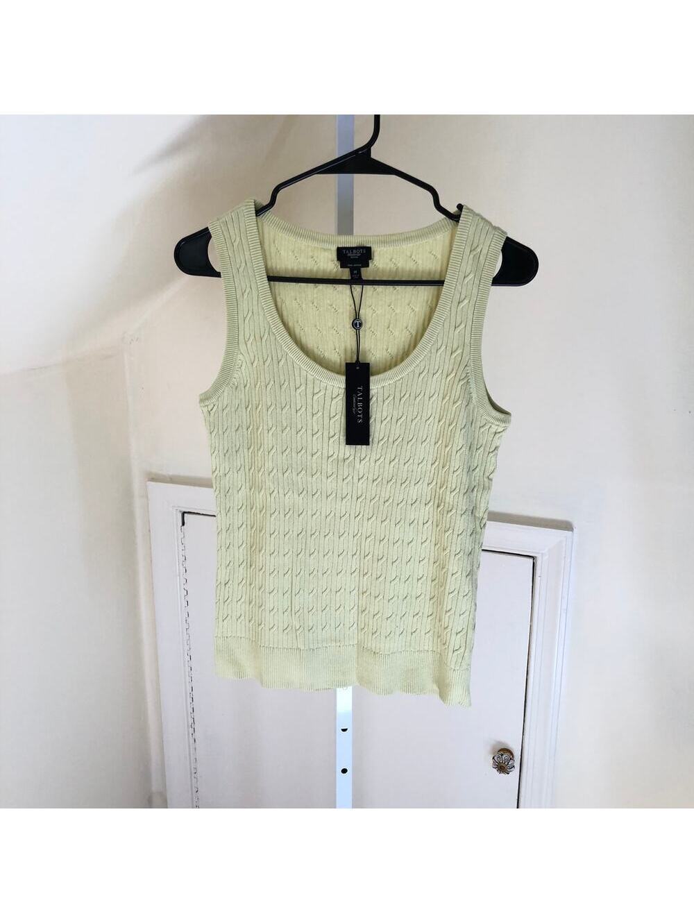 Talbots Petites NWT Women's Pima Cotton Green Sleeveless Sweater Size Petite M